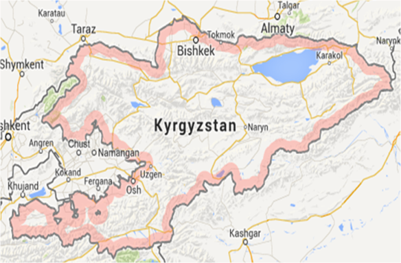 Map Krygyszstan close up