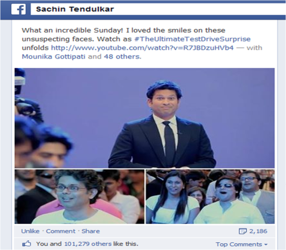 Sachin Facebook 100k