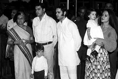 Indira with sons and Sonia and 2 kids